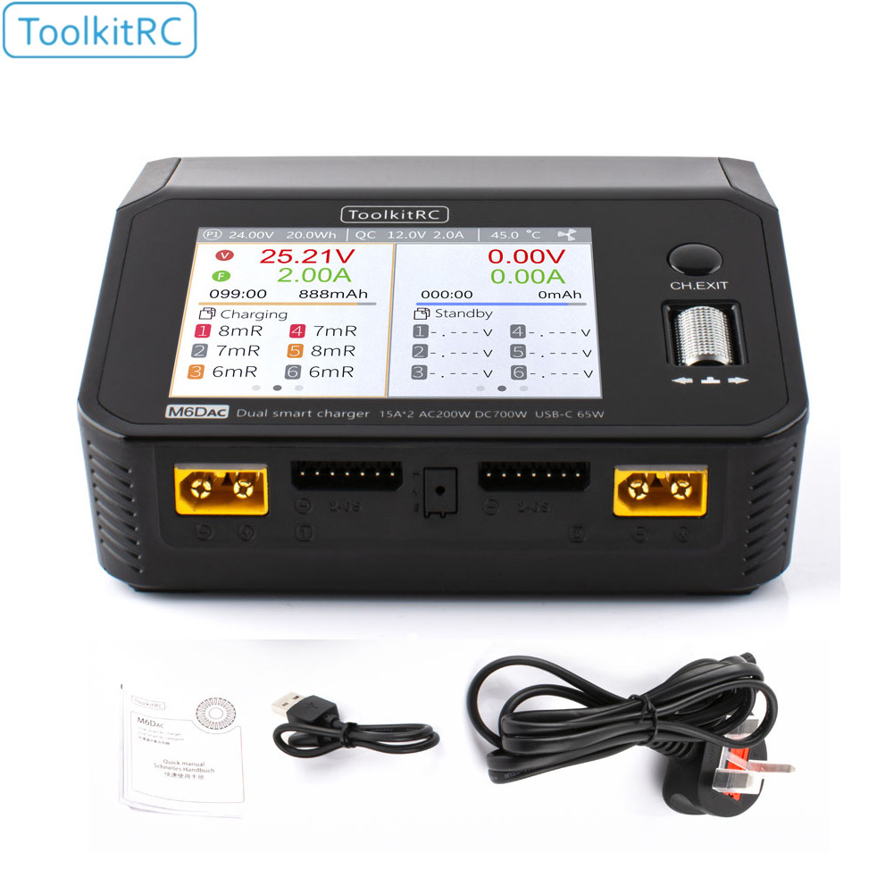 Toolkitrc M6Dac Smart Charger - ToolkitRC M6DAC ثنائي القناة الذكية يبو