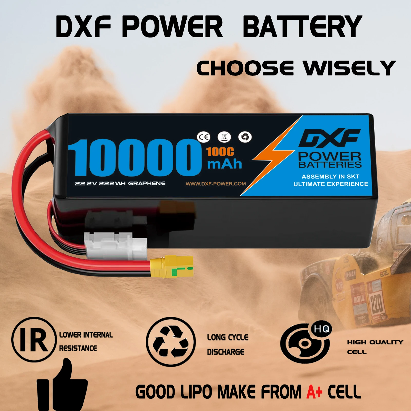 DXF 6S يبو بطارية 10000mAh 22. - مراجعة 6S Lipo Battery 22.2V 5000Mah وسعره