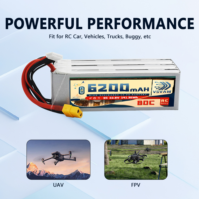بطارية ليثيوم بوليمر محسنة VSV - مراجعة 6S Lipo Battery 22.2V 5000Mah وسعره
