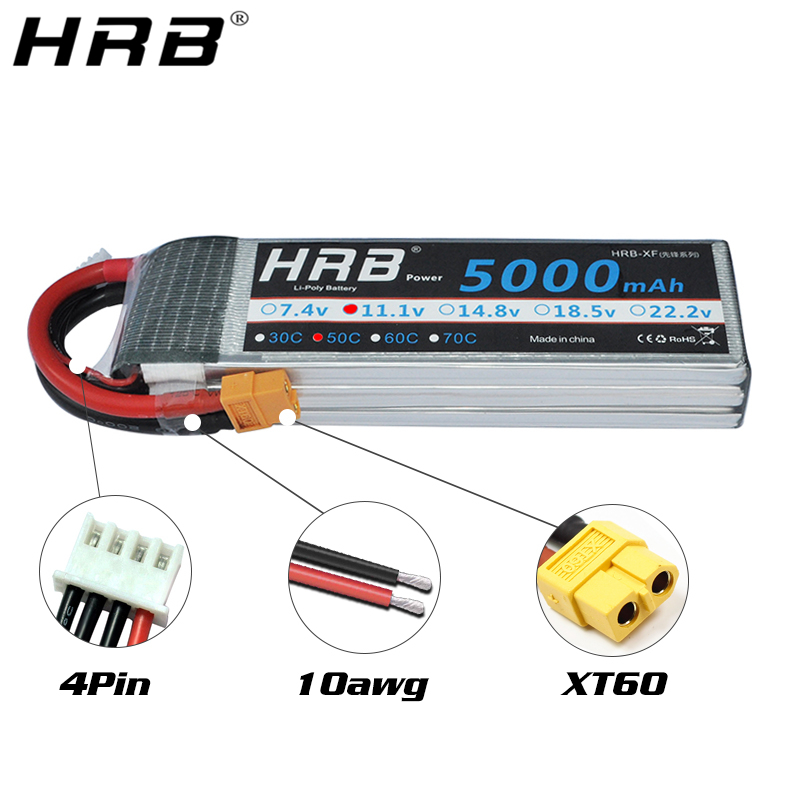 HRB بطارية ليثيوم 4S 14.8 فولت - مراجعة 4S Lipo Battery 14.8V 6000Mah وسعره